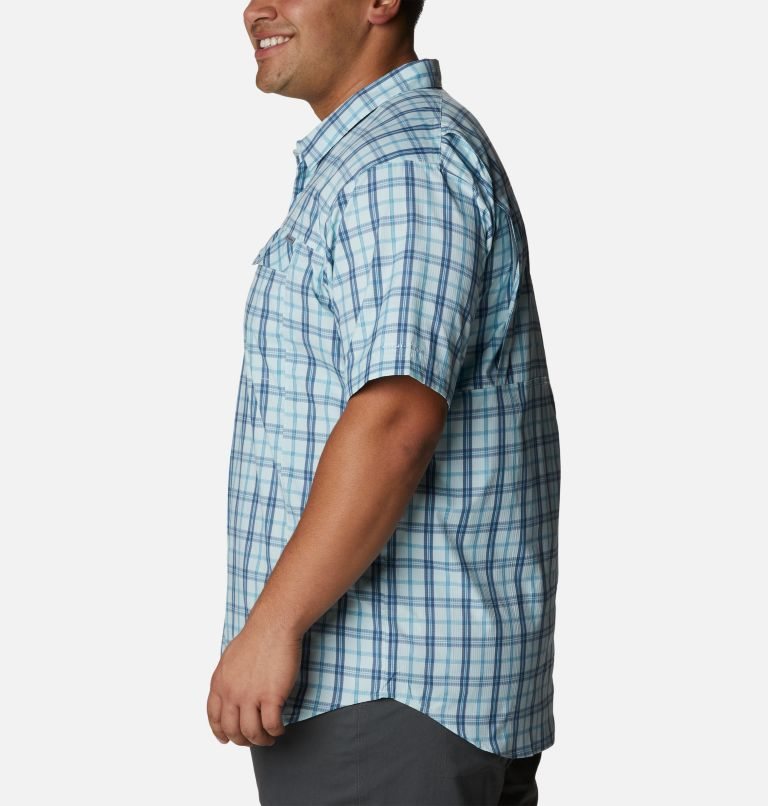 Men's Columbia Silver Ridge Lite Plaid Short Sleeve Shirts Turquoise | Plus Size CA-T34L5